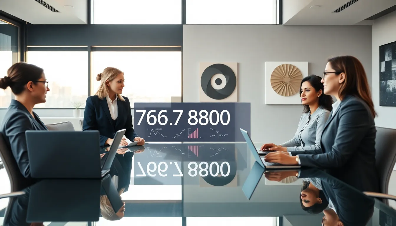 diverse professionals discussing data trends in a modern office.